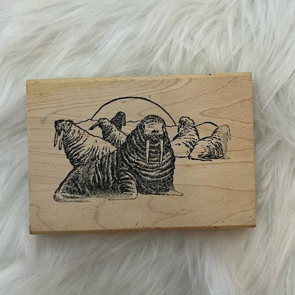 Beach Walrus Walruses Wood Mounted Rubber Stamp - Picture 5 of 5